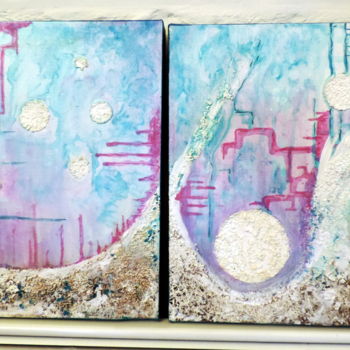 Painting titled "Turquoise 1 et 2" by Nicole Spiraers, Original Artwork, Acrylic