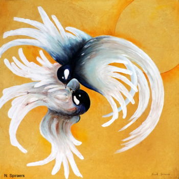 Ζωγραφική με τίτλο "Fais comme l'oiseau…" από Nicole Spiraers, Αυθεντικά έργα τέχνης, Ακρυλικό Τοποθετήθηκε στο Ξύλινο φορεί…