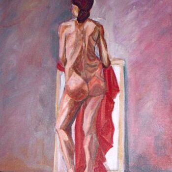 Pittura intitolato "Nude back" da Roula Ntouli-Alexiou, Opera d'arte originale, Olio