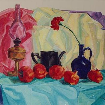 Pintura intitulada "Pomgrenades" por Roula Ntouli-Alexiou, Obras de arte originais, Óleo