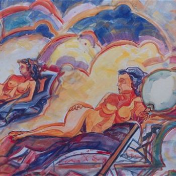 Schilderij getiteld "Reflections" door Roula Ntouli-Alexiou, Origineel Kunstwerk, Olie
