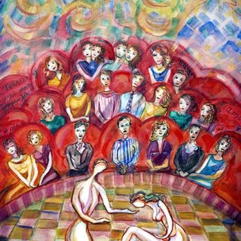 Painting titled "The watchers" by Roula Ntouli-Alexiou, Original Artwork, Oil