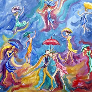 Painting titled "Dance pursuits" by Roula Ntouli-Alexiou, Original Artwork, Oil