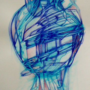 Drawing titled "Hystéri(A)" by Nuage 40, Original Artwork, Ballpoint pen