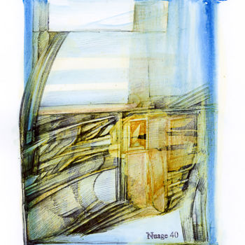Dessin intitulée "L'horizon dans le r…" par Nuage 40, Œuvre d'art originale, Stylo à bille