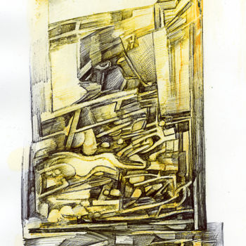 「Le flipper sonne to…」というタイトルの描画 Nuage 40によって, オリジナルのアートワーク, ボールペン