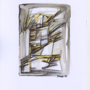 Рисунок под названием "DÉFÉNESTRÉ SUR COUR" - Nuage 40, Подлинное произведение искусства, Шариковая ручка