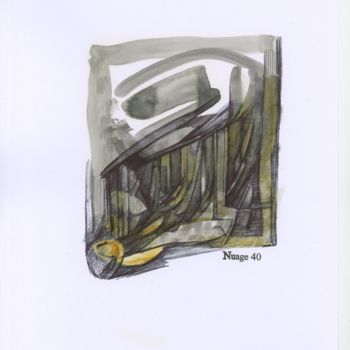 Dessin intitulée "INTERROGATION MUETTE" par Nuage 40, Œuvre d'art originale, Stylo à bille