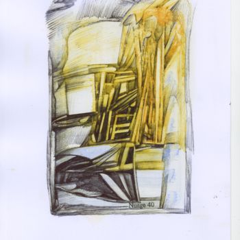 Dessin intitulée "LE JEU DES TRONES" par Nuage 40, Œuvre d'art originale, Stylo à bille