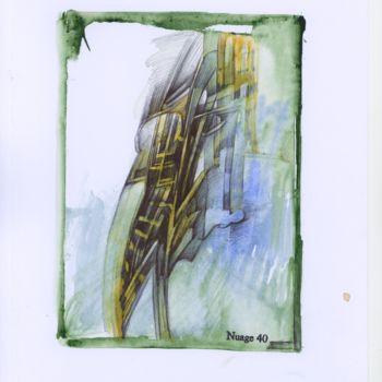 Dessin intitulée "ESCALIER POUR L'ÉCH…" par Nuage 40, Œuvre d'art originale, Stylo à bille
