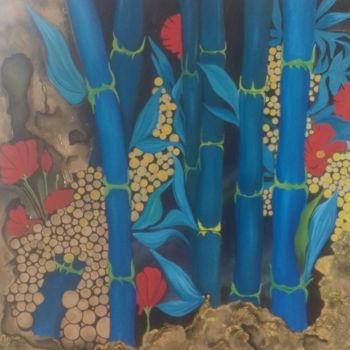Pittura intitolato "blue-bamboo.jpg" da Aa. Meriem, Opera d'arte originale