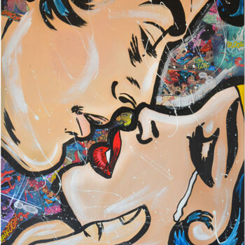 Painting titled "Pop Lover" by Antonella Castrovillari, Original Artwork, Acrylic Mounted on Wood Stretcher frame