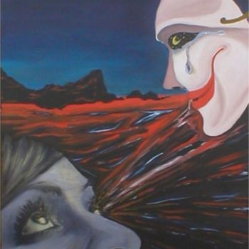 Pintura intitulada "O Olhar na máscara" por Hugonunes, Obras de arte originais