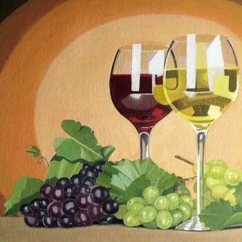 Painting titled "copos de vinho 1" by Nuno Santos, Original Artwork, Oil