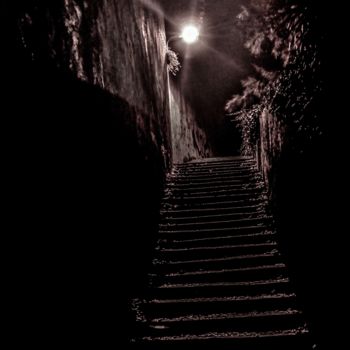 Photographie intitulée "misty Sintra stairs" par Walkingsea, Œuvre d'art originale