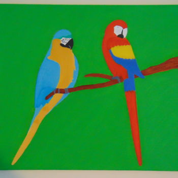 Pittura intitolato "macaws.jpg" da Nuno Da Silva, Opera d'arte originale, Olio