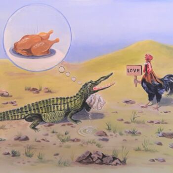 Pintura titulada "Larmes de crocodile…" por Nunzia Alfano Bounakhla, Obra de arte original, Acrílico