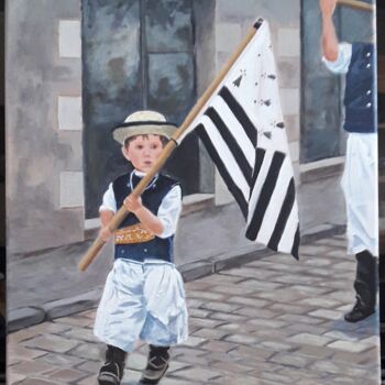 Malerei mit dem Titel "Le petit breton" von Nunzia Alfano Bounakhla, Original-Kunstwerk, Acryl
