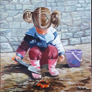 Peinture intitulée "La petite fille et…" par Nunzia Alfano Bounakhla, Œuvre d'art originale, Acrylique