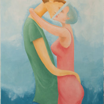 Pittura intitolato "Il bacio" da Nunzio Capece, Opera d'arte originale, Olio