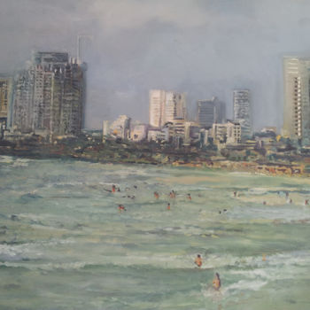 Malerei mit dem Titel "tel-aviv-sea-shore-…" von Shany, Original-Kunstwerk