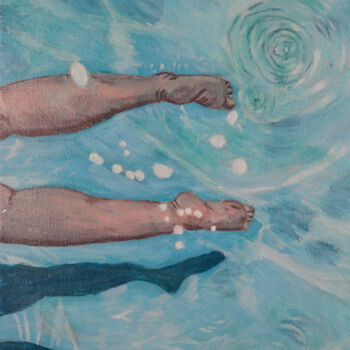 Peinture intitulée "L'eau me tout" par Nusch, Œuvre d'art originale, Acrylique