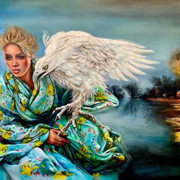 Pittura intitolato "In fuga dall’ego" da Nush Menna, Opera d'arte originale, Olio