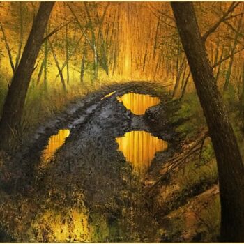 제목이 "In The Forest"인 미술작품 Nusret Aktay로, 원작, 기름 나무 들것 프레임에 장착됨