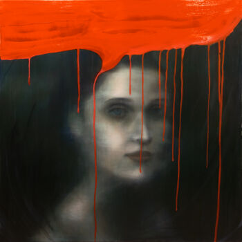 Schilderij getiteld "“Red” is More Than…" door Nusret Aktay, Origineel Kunstwerk, Olie Gemonteerd op Frame voor houten branc…