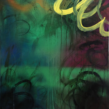 Ζωγραφική με τίτλο "Quiet power of gree…" από Nusret Aktay, Αυθεντικά έργα τέχνης, Ακρυλικό Τοποθετήθηκε στο Ξύλινο φορείο σ…