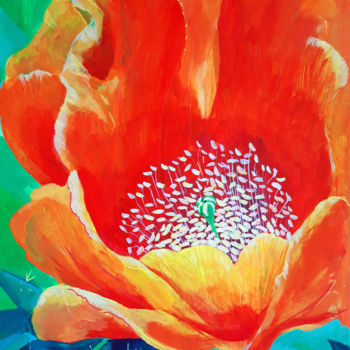 Painting titled "Cactus Flower Soul" by Nutis Goboika, Original Artwork, Acrylic