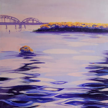 Peinture intitulée "Bridge over the Dni…" par Nutis Goboika, Œuvre d'art originale, Acrylique