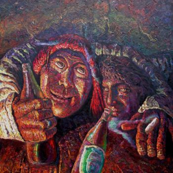 Painting titled "drunk couple" by Tsering Nyandak, Original Artwork