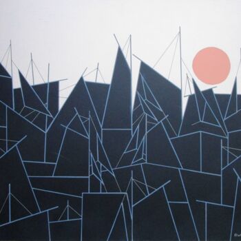 Картина под названием "Secret de la nuit" - Nyls  Eliot, Подлинное произведение искусства, Акрил Установлен на Деревянная ра…