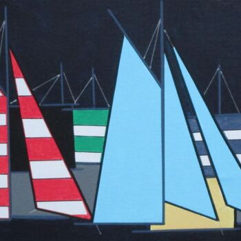 Painting titled "Voiles plaisir" by Nyls  Eliot, Original Artwork, Acrylic Mounted on Wood Stretcher frame