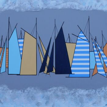 Malarstwo zatytułowany „Class sailing” autorstwa Nyls  Eliot, Oryginalna praca, Akryl Zamontowany na Drewniana rama noszy