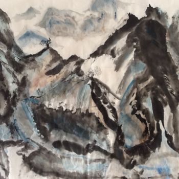 "Montagnes" başlıklı Tablo Nyna Loupiac tarafından, Orijinal sanat, Mürekkep