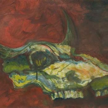 Pintura intitulada "Crâne bovin" por Nyna Loupiac, Obras de arte originais, Óleo
