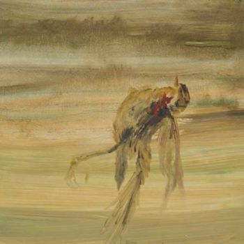 Painting titled "Oiseau occi par le…" by Nyna Loupiac, Original Artwork, Oil