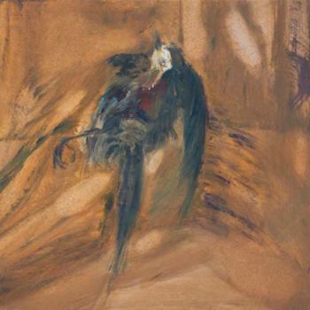 Painting titled "Oiseau 2 occi par l…" by Nyna Loupiac, Original Artwork, Oil