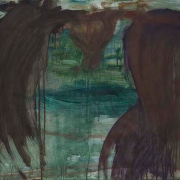 Painting titled "Oiseau-corbeau" by Nyna Loupiac, Original Artwork, Oil