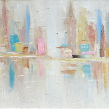 Peinture intitulée "Skyline Miami Paint…" par Olga Chernetsova, Œuvre d'art originale, Huile