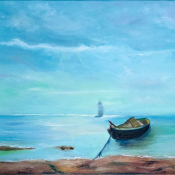 Painting titled "Old Boat Painting A…" by Olga Chernetsova, Original Artwork, Oil