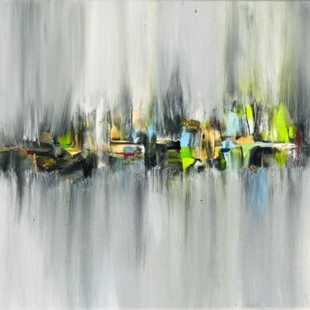 Peinture intitulée "Skyline Miami Abstr…" par Olga Chernetsova, Œuvre d'art originale, Huile