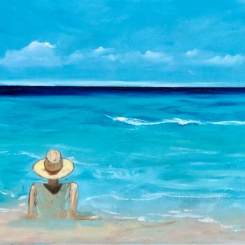 Peinture intitulée "Woman on The Beach…" par Olga Chernetsova, Œuvre d'art originale, Huile
