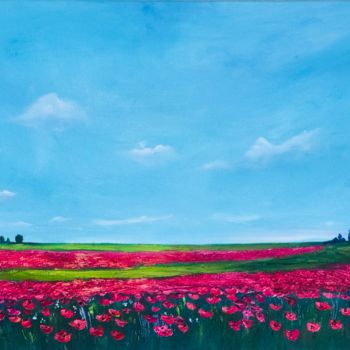 Painting titled "Poppy Tuscany Paint…" by Olga Chernetsova, Original Artwork, Oil
