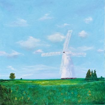 Pittura intitolato "Windmill Painting I…" da Olga Chernetsova, Opera d'arte originale, Olio