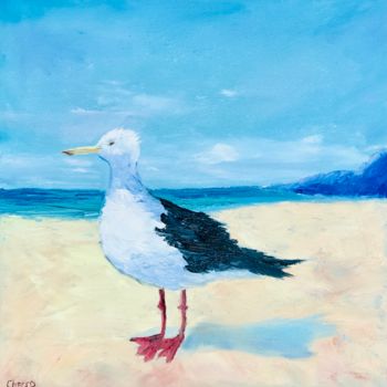 Painting titled "Seagull Painting Se…" by Olga Chernetsova, Original Artwork, Oil