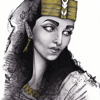 Disegno intitolato "Cleopatra" da O-Hido Sonia Art, Opera d'arte originale, Matita