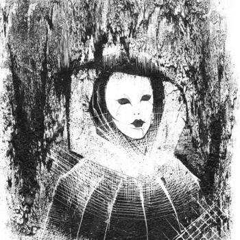 Drawing titled "Maschera" by O-Hido Sonia Art, Original Artwork, Ink